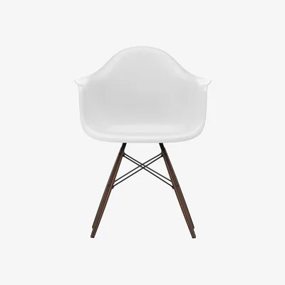 Heal's Vitra Eames DAW Armchair RE in Cotton White 95 Dark Maple Base 05 Glides