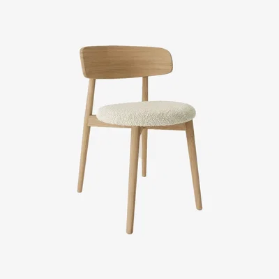 Heal's Paul Rogers Cover Wood Chair Upholstered Ivory Oak
