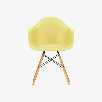 Heal's Vitra Eames DAW Armchair RE in Citron with 02 Golden Maple Base 05 Glides