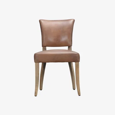 Heal's Timothy Oulton Mimi Dining Chair Vintage Bianco Leather Weathered Oak Legs - Heal's UK Furniture
