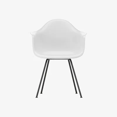 Heal's Vitra Eames DAX Armchair RE in Cotton White 30 Basic Dark Powder Coated Base 05 Glides