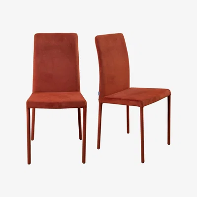 Heal's Heal's Bronte Pair of Dining Chairs Plush Velvet Umber - Heal's UK Furniture