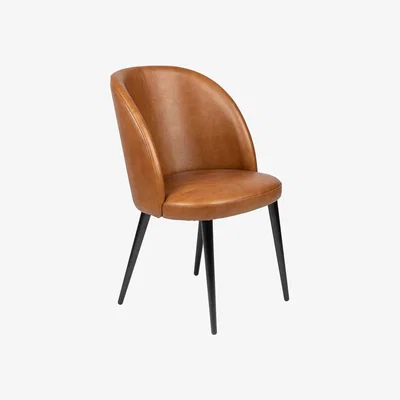 Heal's Heal's Austen Dining Chair Tan Leather Black Leg - Heal's UK Furniture