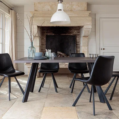 IO Living Valencia Solid Oak Dining Set – Dark Oak with Dali Dining Chairs – Black - 1.7 Metre With 4 Chairs