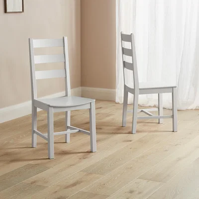IO Living White & Grey Ladder Back Dining Chair Painted Set of 2