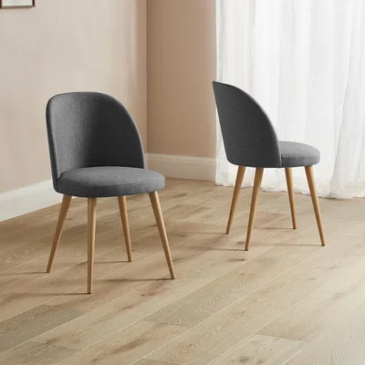 IO Living Burnham Dining Chair Nickel Natural Leg Set of 2