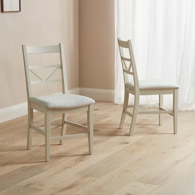 IO Living Modern Farmhouse Dining Chairs Chevron Back Fabric Seat Set of 2