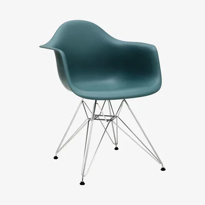 John Lewis Vitra Eames DAR Armchair, Chrome Leg, Ocean