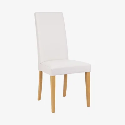 John Lewis John Lewis & Partners Lydia Leather Effect Dining Chair, FSC-Certified (Beech), Chalk