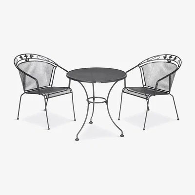 John Lewis John Lewis Henley by KETTLER 2-Seater Round Garden Bistro Dining Table & Chairs Set, Iron Grey