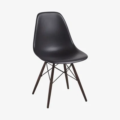 John Lewis Vitra Eames DSW Side Chair, Dark Maple Leg, Black