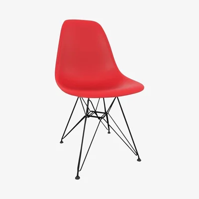 John Lewis Vitra Eames DSR Side Chair, Black Metal Leg, Classic Red