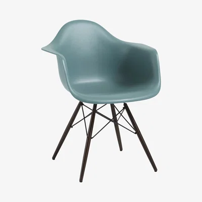 John Lewis Vitra Eames DAW Armchair, Dark Maple Leg, Ocean