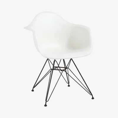 John Lewis Vitra Eames DAR Armchair, Black Metal Leg, White