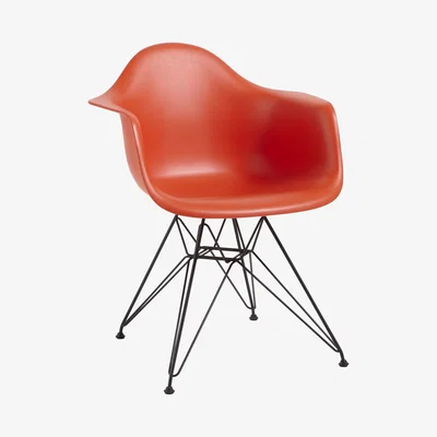 John Lewis Vitra Eames DAR Armchair, Black Metal Leg, Red