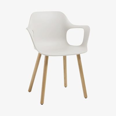 John Lewis Vitra HAL Armchair, Light Oak Leg, Warm Grey