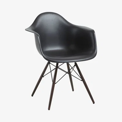John Lewis Vitra Eames DAW Armchair, Dark Maple Leg, Black