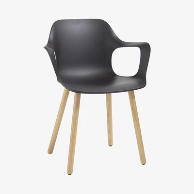 John Lewis Vitra HAL Armchair, Light Oak Leg, Black