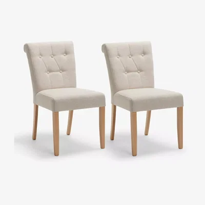 John Lewis John Lewis ANYDAY Margo Button Back Dining Chair, FSC-Certified (Beech Wood), Brushed Tweed. Set of 2