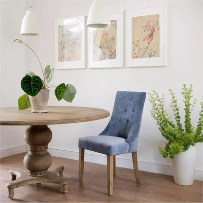 John Lewis One.World St James Oak Wood Stud Detail Padded Dining Chair