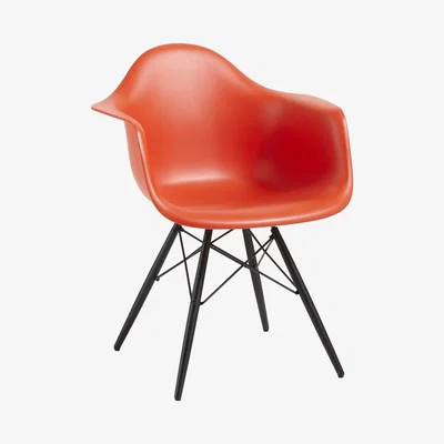 John Lewis Vitra Eames DAW Armchair, Black Maple Leg, Red