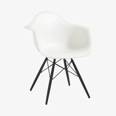 John Lewis Vitra Eames DAW Armchair, Black Maple Leg, White