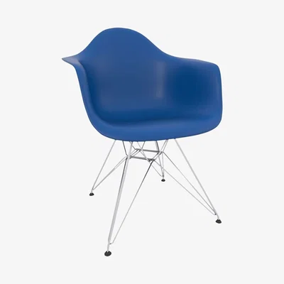 John Lewis Vitra Eames DAR Armchair, Chrome Leg, Navy