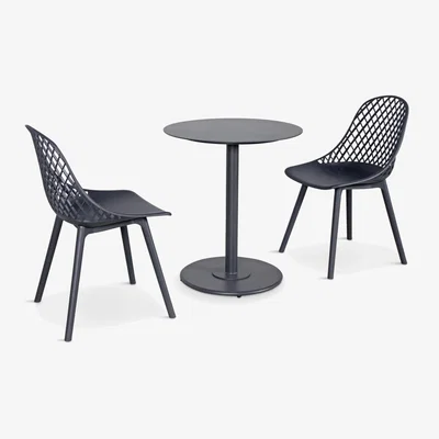 John Lewis KETTLER Café Milano 2-Seater Garden Bistro Table & Chairs Set, Grey