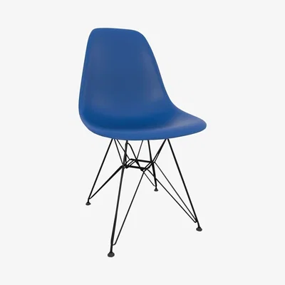 John Lewis Vitra Eames DSR Side Chair, Black Metal Leg, Navy
