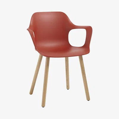 John Lewis Vitra HAL Armchair, Light Oak Leg, Brick