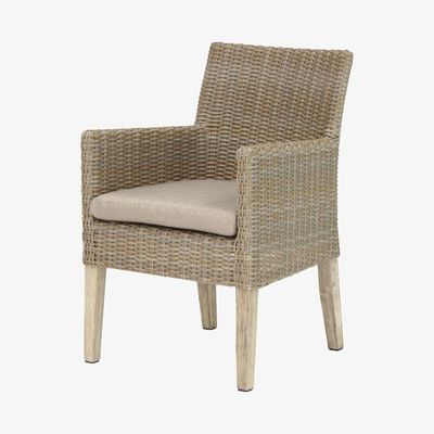 John Lewis KETTLER Cora Outdoor Dining Armchair, FSC-Certified (Acacia), Set of 2, Whitewash
