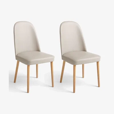 John Lewis John Lewis & Partners Seek Faux Leather Dining Chairs, Set of 2, Stone, FSC Certified (Beech)