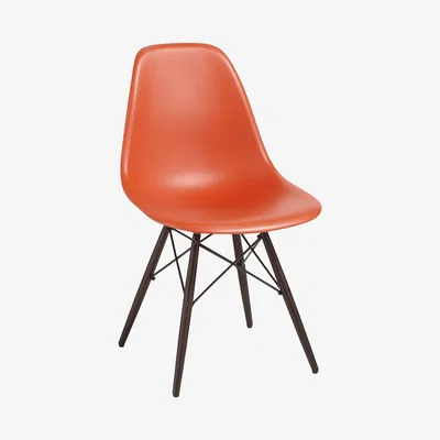 John Lewis Vitra Eames DSW Side Chair, Dark Maple Leg, Red