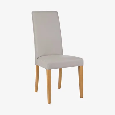 John Lewis John Lewis & Partners Lydia Leather Effect Dining Chair, FSC-Certified (Beech), Taupe