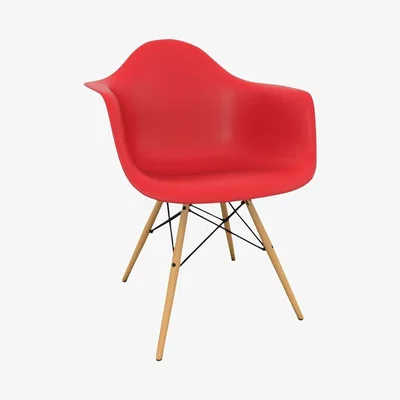 John Lewis Vitra Eames DAW Armchair, Light Maple Leg, Classic Red