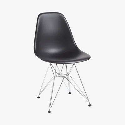 John Lewis Vitra Eames DSR Side Chair, Chrome Leg, Black