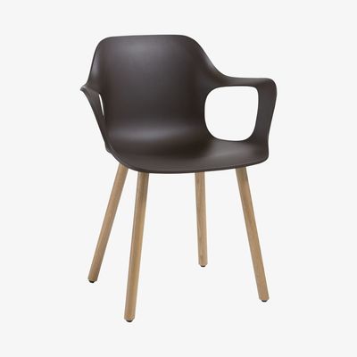 John Lewis Vitra HAL Armchair, Light Oak Leg, Chocolate