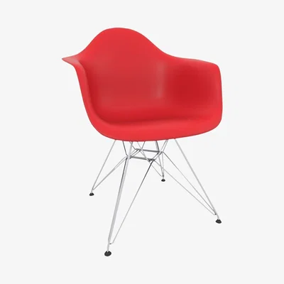 John Lewis Vitra Eames DAR Armchair, Chrome Leg, Classic Red