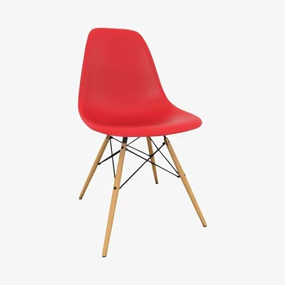 John Lewis Vitra Eames DSW Side Chair, Light Maple Leg, Classic Red