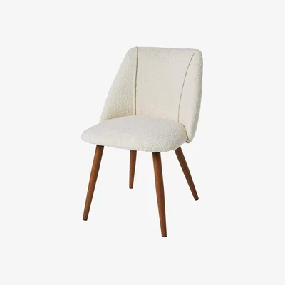 John Lewis MADE Lule Dining Chairs, Set of 2, White Boucle/Walnut Legs