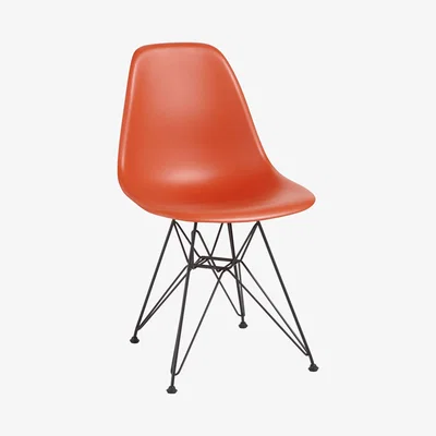 John Lewis Vitra Eames DSR Side Chair, Black Metal Leg, Red