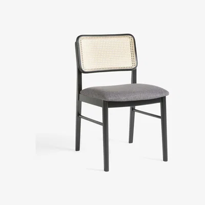 John Lewis John Lewis Rhys Beech Wood Rattan Dining Chair, Black