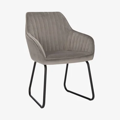 John Lewis John Lewis & Partners Brooks Velvet Dining Armchairs, Set of 2, Silver