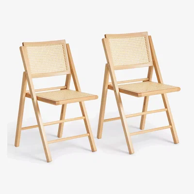 John Lewis John Lewis ANYDAY Folding Cane Chair, FSC-Certified (Beech), Natural, Set of 2