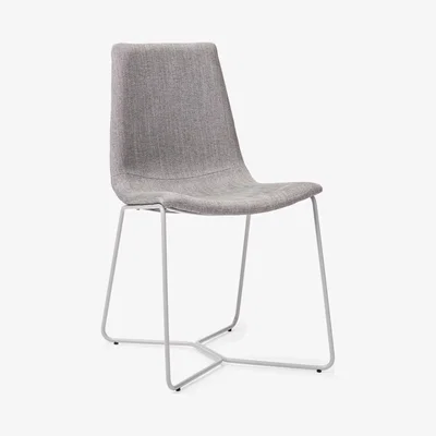 John Lewis west elm Slope Upholstered Dining Chair, Platinum Slub/Moon