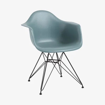 John Lewis Vitra Eames DAR Armchair, Black Metal Leg, Ocean