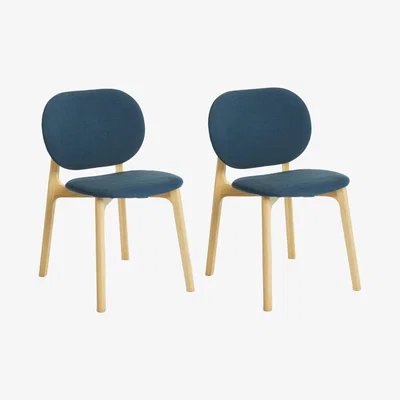 John Lewis John Lewis & Partners Cape Upholstered Dining Chairs, Set of 2, Navy/Natural