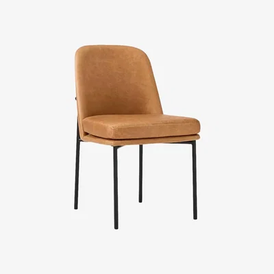 John Lewis west elm Jack Leather & Metal Dining Chair, Sesame