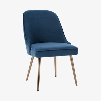 John Lewis west elm Mid-Century Velvet Dining Chair, Lagoon Blue