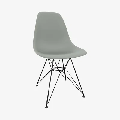 John Lewis Vitra Eames DSR Side Chair, Black Metal Leg, Moss Grey